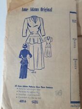 1940s Vintage Mail Order Peplum Dress Sewing Pattern Size 16 picture