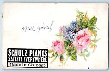 Chicago Illinois IL Postcard Schulz Pianos Satisfy Everywhere Flower Rose View picture