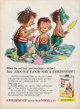 1959 Simoniz Vinyl Floor Wax Childproof Natives Restless Paint Vintage Print Ad  picture