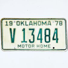 1978 United States Oklahoma Base Motor Home License Plate V 13484 picture