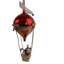 De Carlini Hot Air Balloon Glass Ornament Christmas Italy Vintage Santa Claus picture