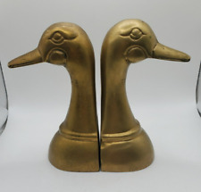 Vintage Brass Duck Head Book Ends 6
