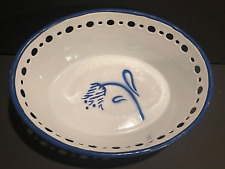 Vintage 1990’s IKEA Sweden ARV IDYLL Blue And White Enamelware Oval Bowl 9” picture