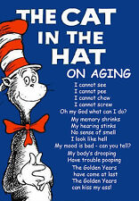 THE CAT IN THE HAT ON AGING HUMOROUS BEER FRIDGE LOCKER MAN CAVE MAGNET picture