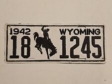Wyoming Vintage License Plate Steel 1942 #18 1245-Man Cave-Decor-Shop picture