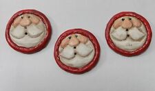 Lot Of 3 Eddie Walker Santa Buttons Carved Resin Midwest Of Cannon Falls 1  1/4