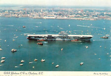 Postcard Aerial View of USS Yorktown CV-10 in Charleston South Carolina, SC picture