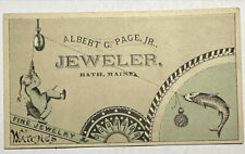 VICTORIAN JEWELERS TRADE CARD BOSS POCKET WATCH CASES AG PAGE BATH MAINE B39 picture