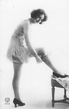 Org French Noyer 4019 Semi Nude RPPC- Woman- Stockings- Legs- Lingerie- Heels #4 picture