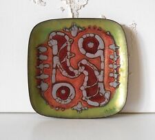 Vintage Abstract Enameled Copper Dish Enamel Loss On Back Mid Century Modern Art picture