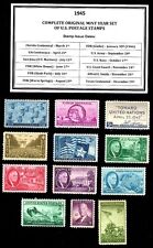 1945 COMPLETE YEAR SET OF MINT -MNH- VINTAGE U.S. POSTAGE STAMPS picture