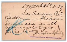 1893 Western Clock Advertising Co. San Francisco CA Chicago IL Postal Card picture