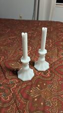 Two  Vintage Candle Stick Holders Milk White (No Candles) picture