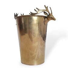 Vintage Antique brass Ice Champagne Bucket with Brass Stag Head Handles picture