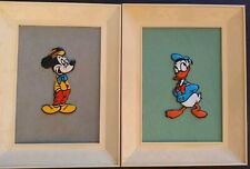 Pair of Vintage 1960's Figure Wall Puffy Pictures Mickey and Donald Framed 9X7 picture