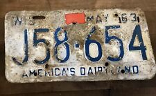Wisconsin license plate 1963 America’s Dairy Land picture