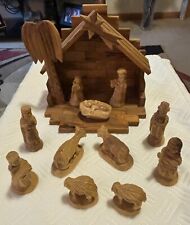 Vintage 12 Piece Nativity Set Hand Carved in Bethlehem from Olive Wood picture