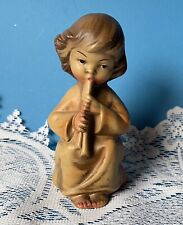 Vintage Japan Paper Mache Christmas Angel Figurine Playing Flute picture