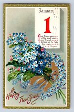VINTAGE JANUARY 1 THE NEW YEAR BLITHE & BOLD HAPPY NEW YEAR~EMBOSSED POSTCARD DO picture