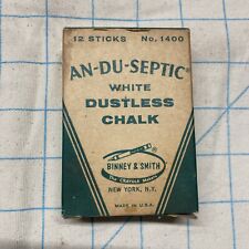 Vintage Box of AN-DU-SEPTIC No 1400 White Dustless Chalk BINNEY & SMITH W/pieces picture