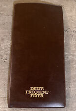 Vintage DELTA AIR LINES Frequent Flyer Brown Vinyl Ticket Wallet - RARE picture