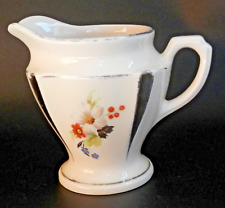 Vintage 1930s PORCELIER Porcelain Creamer Creamy Off White Floral Transfer picture