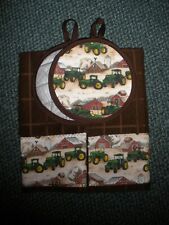 John Deere tractor scenic kitchen towels and potholders picture