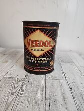 Vintage Veedol Metal Quart Oil Can Soddered Seam Gas Signs picture
