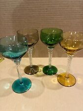 4 Vintage MCM? Crystal Twisted Stem Multicolors Wine/Champagne Glasses .QUALITY picture