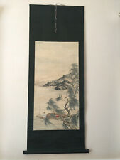 Vintage Chinese Painting Scroll Fishing in the river Fisher boy tree 60