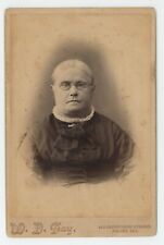 Antique Circa 1880s Cabinet Card Stern Looking Older Woman in Glasses Joliet, IL picture