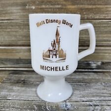 Vintage Walt Disney World White Milk Glass Pedestal Coffee Tea Mug for Michelle picture