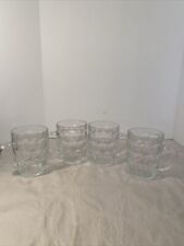 Vintage Set Of 4 Arcoroc France Barrel Mugs Thumbprint Clear Glass See Pics picture