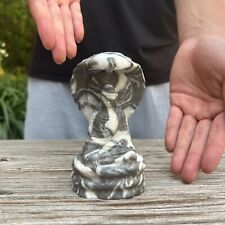1.2LB 4.9'' Natural Shell Stone Snake Buddha Statue Crystal Healing Decor Reiki picture
