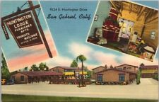 1950s SAN GABRIEL, California Postcard HUNTINGTON LODGE Motel / Linen - Unused picture