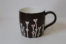 Starbucks 2009 Hand Painted Chocolate Brown with Hearts 16 oz Ceramic Coffee Mug picture