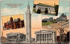 Springfield, Massachusetts Greetings Postcard Multi-View / Municipal Buildings picture