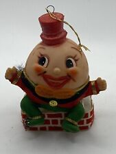 Vintage Flocked Humpty Dumpty on Wall Ornament Blow Mold Felt picture