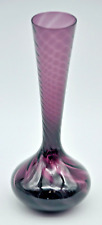 Vintage Hand Blown Spiral Amethyst Glass Vase 8 Inches Tall picture