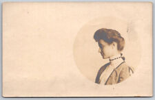 Side Profile Portrait Of A Beautiful Woman  RPPC Real Photo Postcard picture