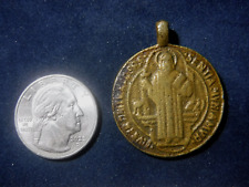 St Benedict Catholic Medal  Large Vintage Bronze picture