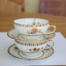 2 Set Limoges WG&Co France Porcelaine Tea Cups & Saucers Rare Bird Of Paradise  picture