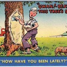 c1940s Comic Art Tree Surgeon Man Occupational Scared Dog 