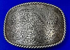 Beautiful Flower Leaf Swirl Floral Theme Silver Tone Belt Buckle -Nocona Buckles picture