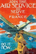 1917 WORD WAR ONE JOIN THE AIR SERVICE WWI FRANCE 11X17 POSTER AIRPLANE AVIATION picture
