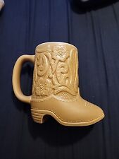 Vintage Cowboy Boot Coffee Cup Mug Ceramarte Brazil Western Embossed Planter picture