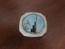 Vintage 1940's Art Deco Enamel Compact Green and Turquoise picture