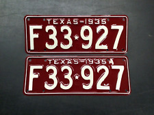 VINTAGE 1935 TEXAS LICENSE PLATE SET VERY NICELY RESTORED HIGH QUALITY F33 927 picture
