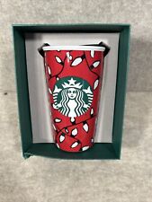 NIB Starbucks Red Holiday Christmas Lights 2016 Ceramic 12oz Tumbler Coffee Mug picture
