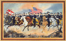 Postcard Civil War: Grant & His Generals on Horseback, Union, Linen picture